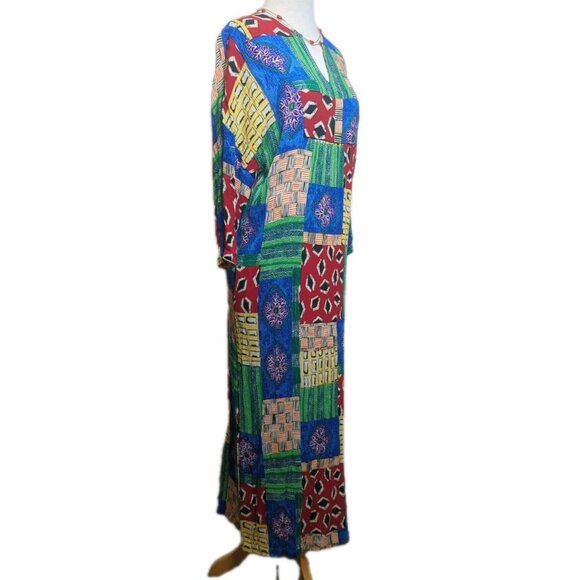 Vtg Kathleen Usherwood Periphery Sz S Patchwork Maxi Dress Boho Artsy Festival - Picture 2 of 8
